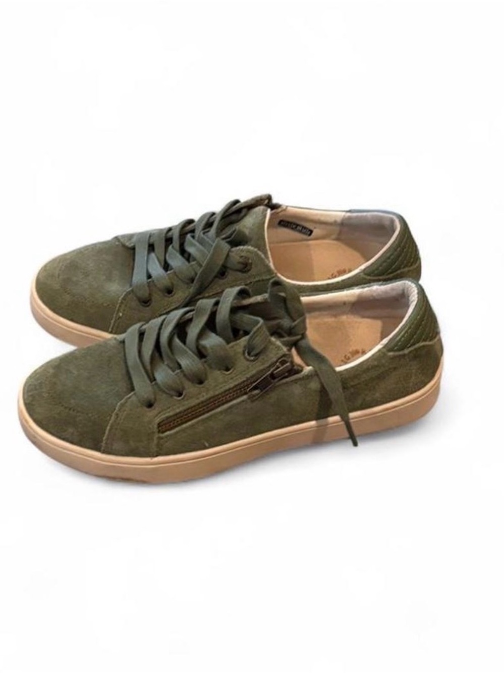 REVITALIGN Olive Green Suede Athletic Sneakers Zip Orthotic Support streetwear - Picture 2 of 8